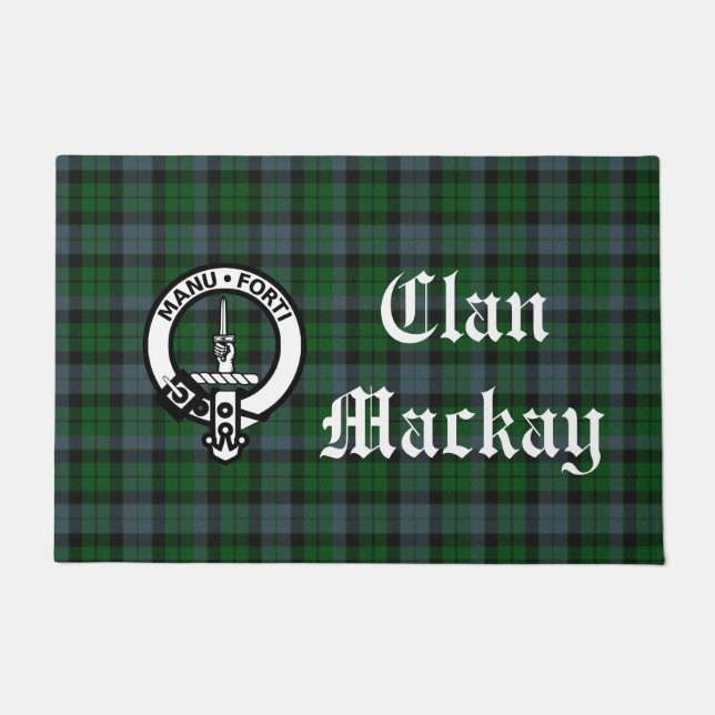 Clan Mackay Wappen Abzeichen & Tartan Fußmatte (Vorderseite)