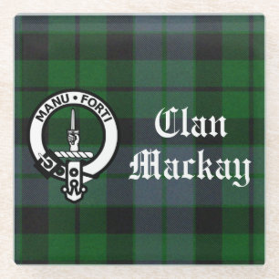 Clan Mackay Wappen Abzeichen & Tartan individuell  Glasuntersetzer