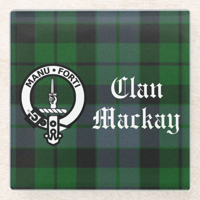 Clan Mackay Wappen Abzeichen & Tartan individuell  Glasuntersetzer (Vorderseite)