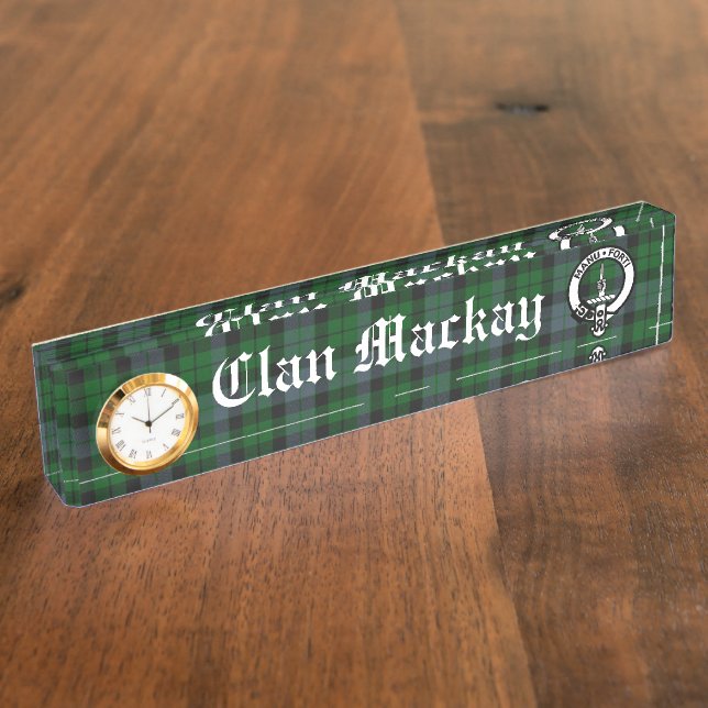 Clan Mackay Wappen Abzeichen & Tartan individuell  Namensplakette (Seite)