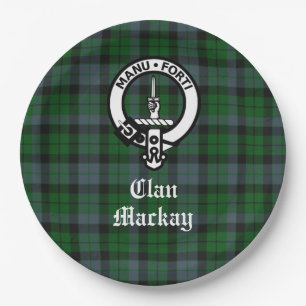 Clan Mackay Wappen Abzeichen und Tartan individuel Pappteller
