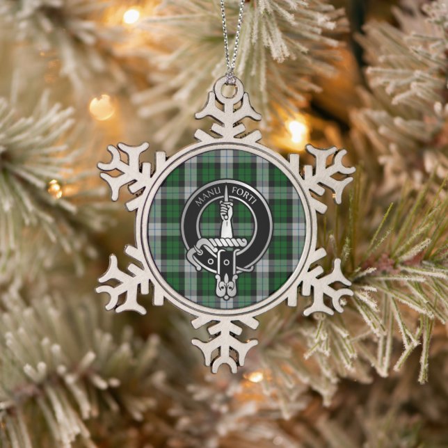 Clan MacKay Wappen & Dress Tartan Snowflake Pewter Schneeflocken Zinn-Ornament (Baum)