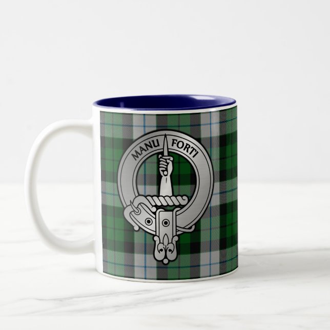 Clan MacKay Wappen & Dress Tartan Zweifarbige Tasse (Links)