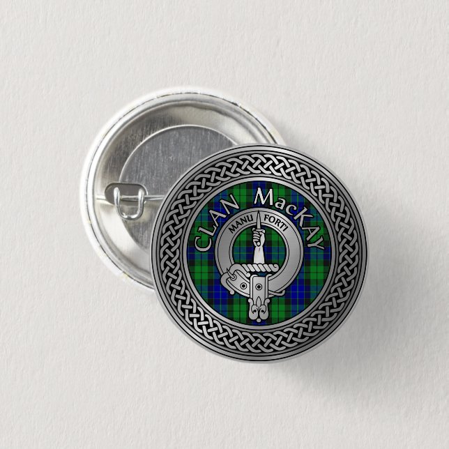 Clan MacKay Wappen & Tartan Knot Button (Vorne & Hinten)