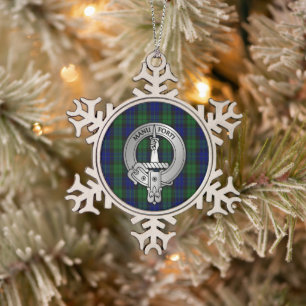 Clan MacKay Wappen & Tartan Schneeflocken Zinn-Ornament