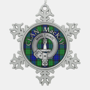 Clan MacKay Wappen & Tartan Schneeflocken Zinn-Ornament