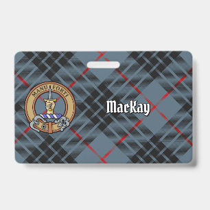 Clan MacKay-Wappen über blauem Tartan Ausweis