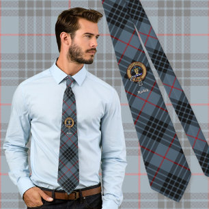 Clan MacKay-Wappen über blauem Tartan Krawatte