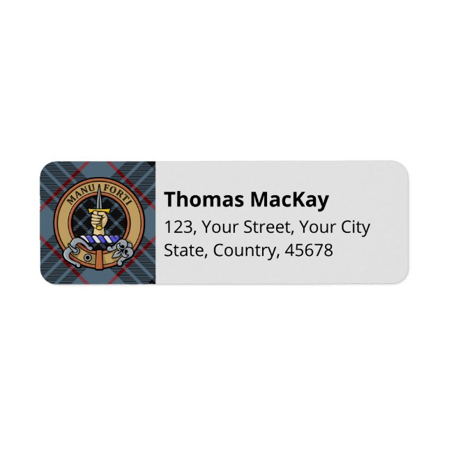 Clan MacKay Wappen über Blue Tartan (Vorne)
