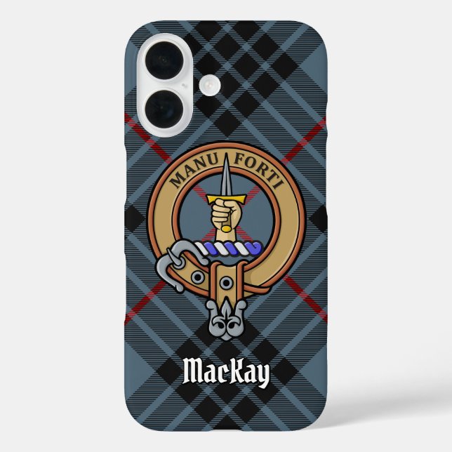 Clan MacKay Wappen über Blue Tartan Case-Mate iPhone Hülle (Rückseite)