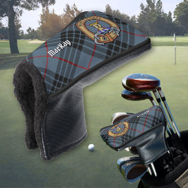Clan MacKay Wappen über Blue Tartan Golf Headcover