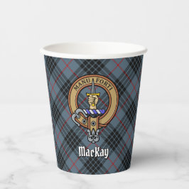 Clan MacKay Wappen über Blue Tartan Pappbecher