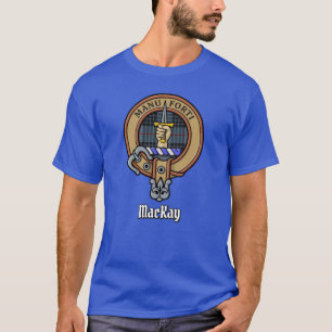 Clan MacKay Wappen über Blue Tartan T-Shirt