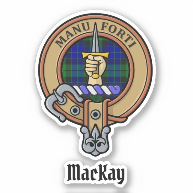 Clan MacKay Wappen über Tartan Aufkleber (Vorderseite)