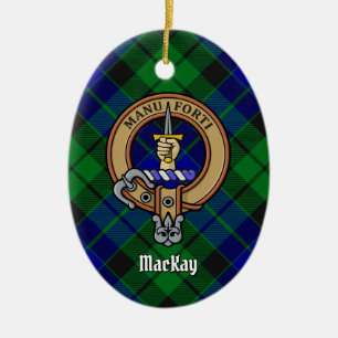 Clan MacKay Wappen über Tartan Keramik Ornament