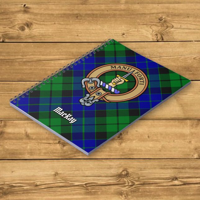 Clan MacKay Wappen über Tartan Notizblock (Von Creator hochgeladen)