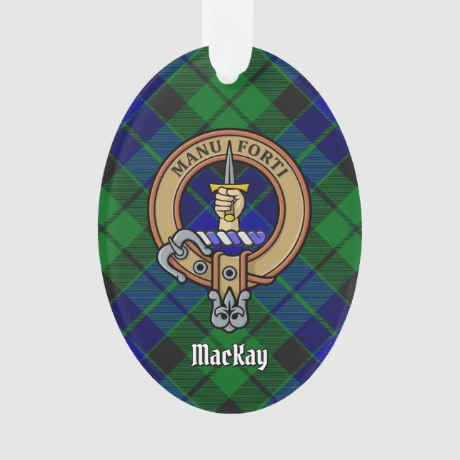 Clan MacKay Wappen über Tartan Ornament (Vorderseite)