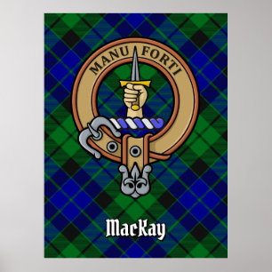 Clan MacKay Wappen über Tartan Poster