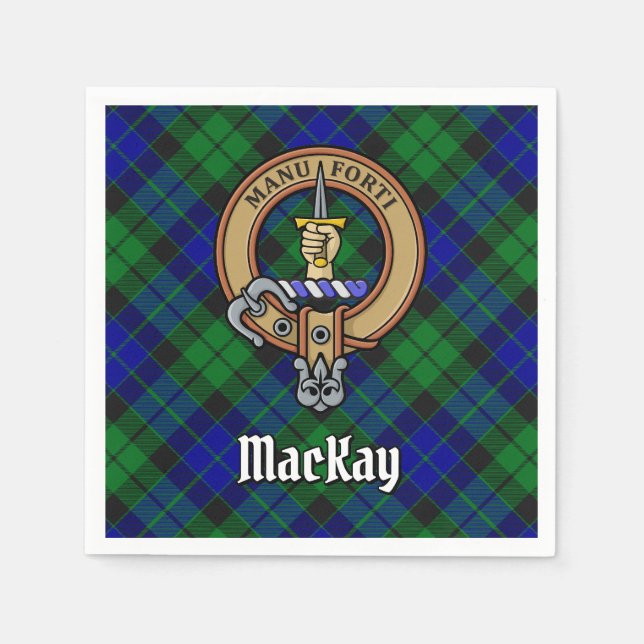 Clan MacKay Wappen über Tartan Serviette (Vorderseite)