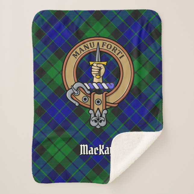 Clan MacKay Wappen über Tartan Sherpadecke (Vorderseite)
