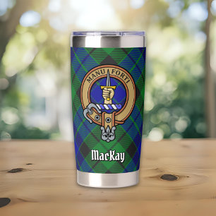 Clan MacKay-Wappen über Tartan Thermobecher