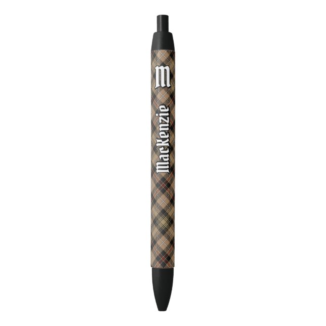 Clan MacKenzie Hunting Brown Tartan Ink Pen Kugelschreiber (Vorderseite Vertikal)