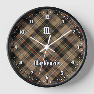 Clan MacKenzie Hunting Brown Tartan Large Clock Uhr