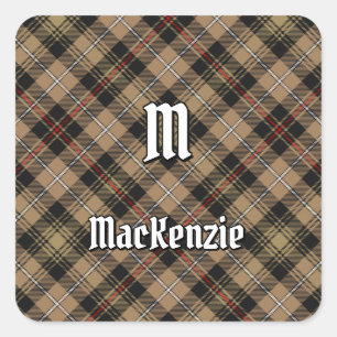 Clan MacKenzie Hunting Brown Tartan Square Sticker
