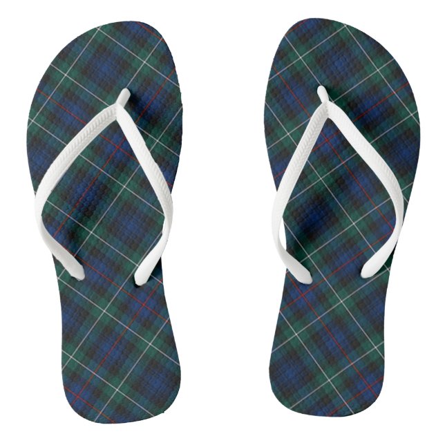 Clan Mackenzie Tartan Blau und Grün Kariert Flip Flops (Fußbett)