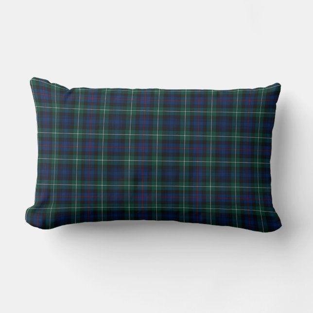 Clan Mackenzie Tartan Dark Blue und Green Kariert Lendenkissen (Vorderseite)