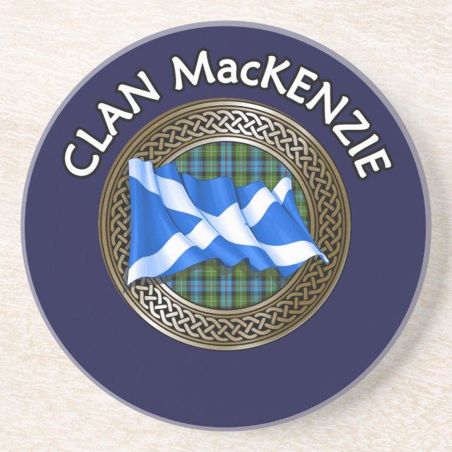 Clan MacKenzie Tartan Knot & Flag Getränkeuntersetzer (Vorne)