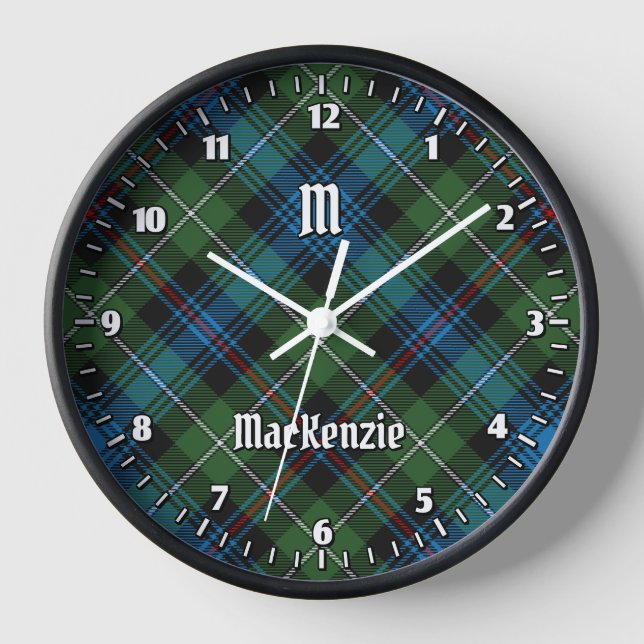 Clan MacKenzie Tartan Large Clock Uhr (Vorderseite)