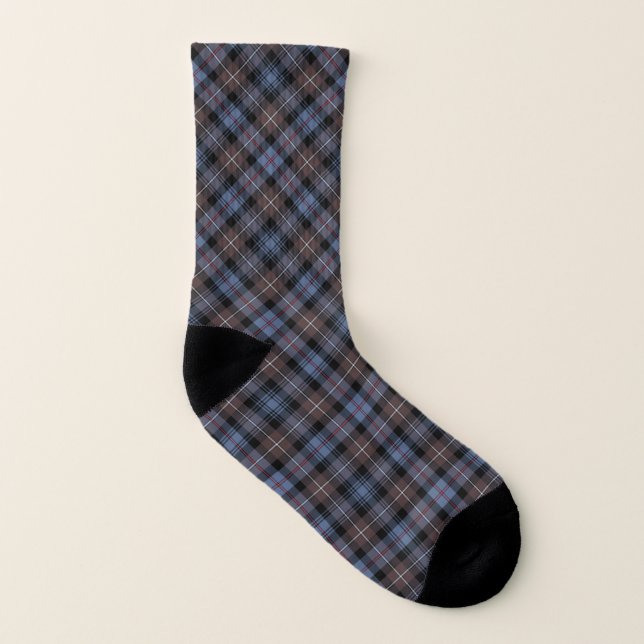 Clan Mackenzie Tartan Light Blue und Brown Kariert Socken (Links - Innen)