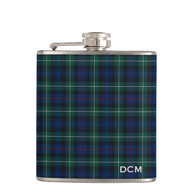 Clan Mackenzie Tartan Monogram Flachmann (Vorderseite)