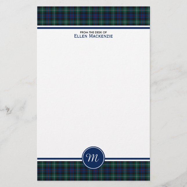 Clan Mackenzie Tartan Monogram Stationery Briefpapier (Vorderseite)