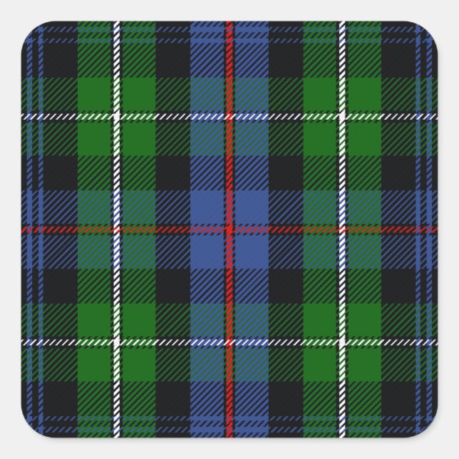 Clan MacKenzie Tartan Quadratischer Aufkleber (Vorderseite)