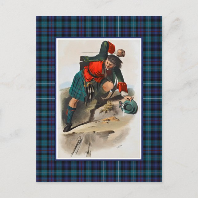 Clan Mackenzie Vintag Illustration Tartan Frame Postkarte (Vorderseite)