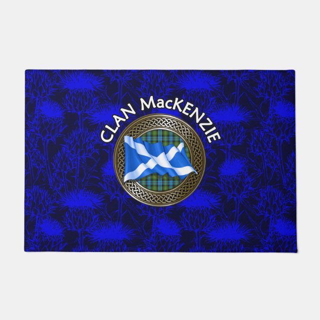 Clan MacKenzie Wappen & Tartan Knot on Thistle Fußmatte (Vorderseite)