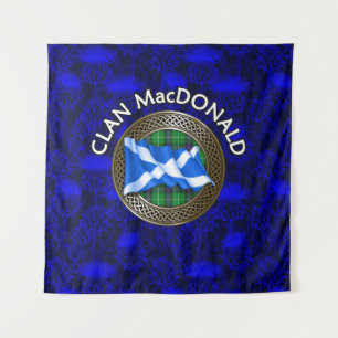 Clan MacKenzie Wappen & Tartan Knot on Thistle Wandteppich