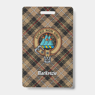Clan MacKenzie Wappen über Brown Hunting Tartan Ausweis