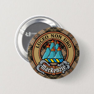 Clan MacKenzie Wappen über Brown Hunting Tartan Button