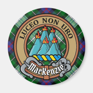 Clan MacKenzie Wappen über Dress Tartan Magnet