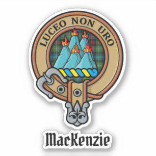 Clan MacKenzie-Wappen über Tartan-Aufkleber Aufkleber