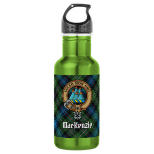 Clan MacKenzie-Wappen über Tartan Edelstahlflasche