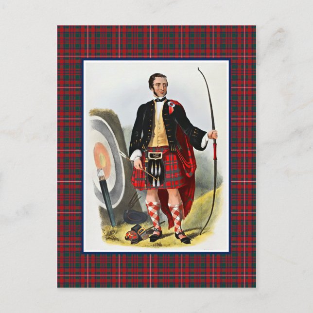 Clan MacKinnon Vintag Illustration Tartan Frame Postkarte (Vorderseite)