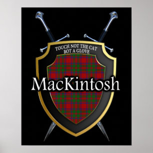 Clan MacKintosh Tartan Scottish Shield & Schwerter Poster