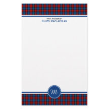 Clan MacLachlan Tartan Red and Blue Kariert Monogr