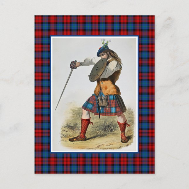 Clan MacLachlan Vintag Illustration Tartan Frame Postkarte (Vorderseite)