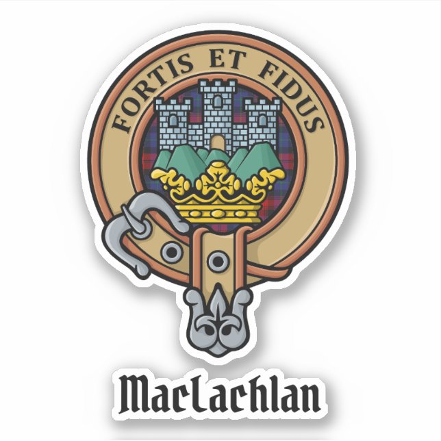 Clan MacLachlan Wappen über Tartan Aufkleber (Vorderseite)