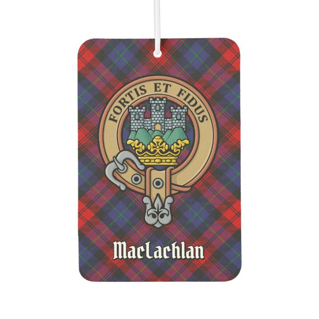 Clan MacLachlan Wappen über Tartan Autolufterfrischer (Vorderseite)